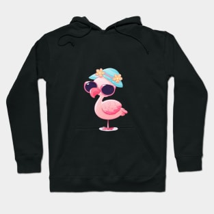 flamboyant flamingo with sunglasses and a flower hat Hoodie